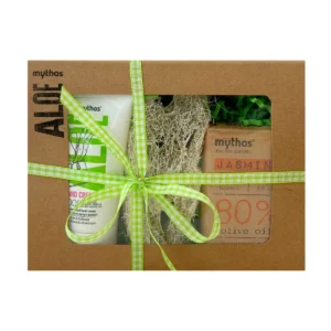 mythos aloe gift set foot cream loofah sponge tradition olive oil soap