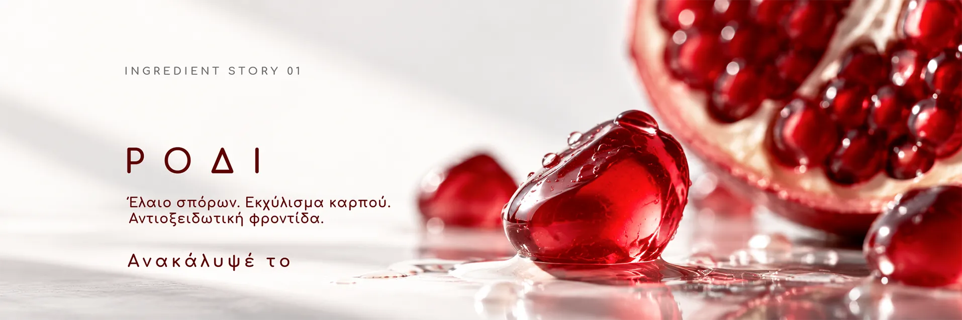 Ρόδι: Έλαιο σπόρων. Εκχύλισμα καρπού. Αντιοξειδωτική φροντίδα.